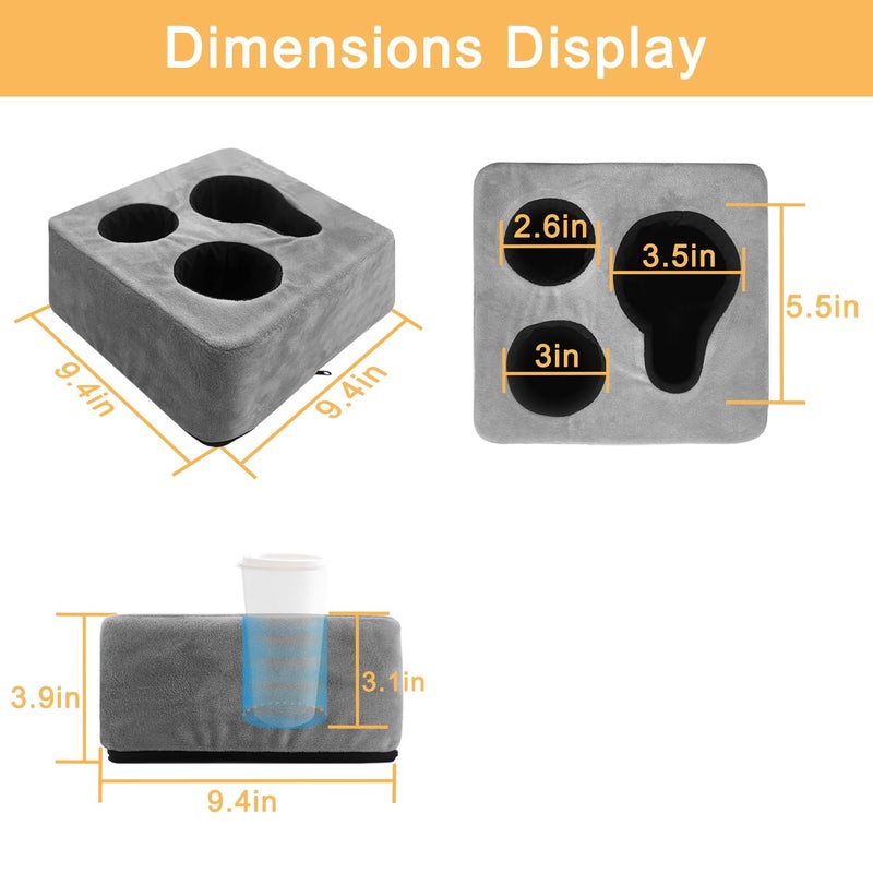 NISDOING Couch Cup Holder Pillow  Nisdoing Couch Cup Holder Tray! Keep Your Drinks Hand Side and KeepTemp  Prevent Spills and Use Anywhere. Cup Holder for Couch  Bed  Man Cave  Car  Park  Beach. Grey - Image 5